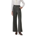 thumbnail image 1 of Pantalón de trabajo de cuadros para mujer INSPIRE CHIC, de pata ancha, recto y largo, en gris oscuro, estilo vintage de pata de gallo, talla M, 1 of 5