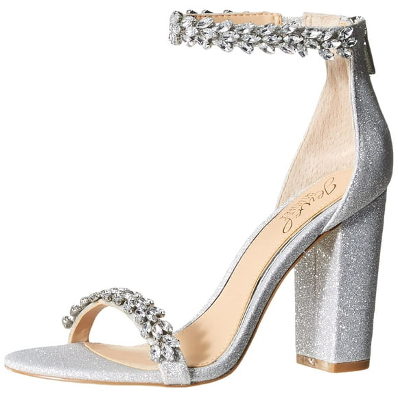 Badgley Mischka Jewel Sandale à Talons Mayra pour Femme, Paillettes Argentées, 7 M US
