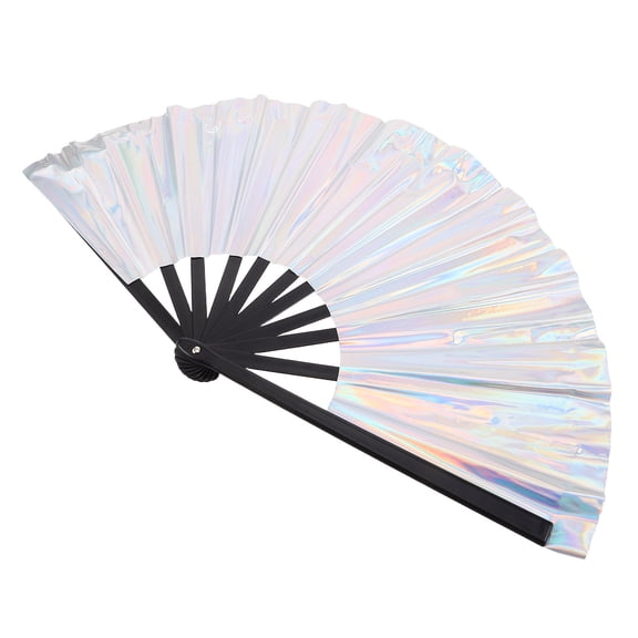 DRAFIDEEP Rave Fan In Silver PVC For Parties 1Set