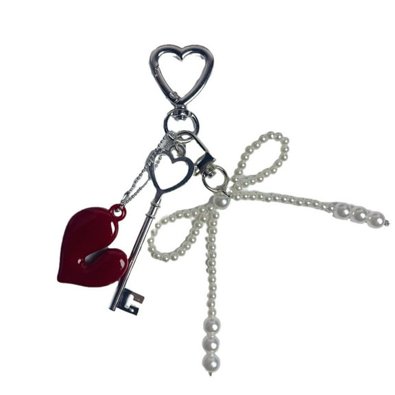 AOOOWER Stylish Heart Bag Charm and Key Holder Featuring Handmade Craftsmanship Unique Handmade Pendant Alloy Texture for Daily
