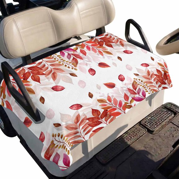 Golf Cart Seat Cover Red Leaves Club Car Golf Cart Seat Covers Soft Absorbent Golfcart Towel Blanket Pastoral Leaf Plant Golf Seat Covers for Cart Decor Fits 2 & 4 Passenger 51"x31"