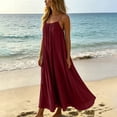 thumbnail image 6 of Maxi Dress for Women Ihhxva Sleeveless Relaxed Fit Pleated Stretchable Summer Breathable - Spaghetti Strap Casual Beach Vacation Sundress Loose S-2XL, 6 of 8