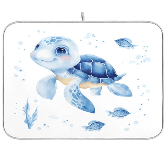Kitchen Drying Mat Kitchen Drying Pad 16x18In Drying Dish Mat Dish Drying Mats Kitchen Countertop Multi-Function Drain Drying Mat Sea Turtle Sticker