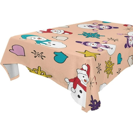 

SKYSONIC Christmas Snowman Tablecloth Waterproof Washable Polyester Square Table Cover Durable Tablecloth for Kitchen Dining Table Party Decor (54 X 54 Inch)