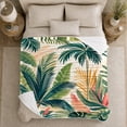 thumbnail image 5 of Tropical palm leaves botanical cream Flannel Blanket for bedroom sunroom living room reading nook Home Decor coastal greenery palm garden art Gift for plant lovers, 5 of 9