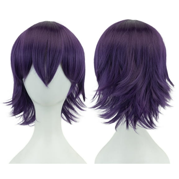 XmhyTop Cosplay Unisex Short Straight Wig, Loose Fluffy Full Hairpiece for Women & Men, Ideal for Anime Parties & Costume Events, Purple