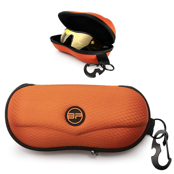 Funda para gafas de sol BLUPOND, carcasa semirrígida de EVA con clip de gancho, naranja