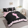 thumbnail image 3 of Manfei Personalized Letter I 7-Piece Bedding Comforter Set,Bow Monogrammed Theme King Bedding Sets,Pink Black Bed Sheets For Girl Teens,Ultra Soft Bedroom Decor Reversible, 3 of 8