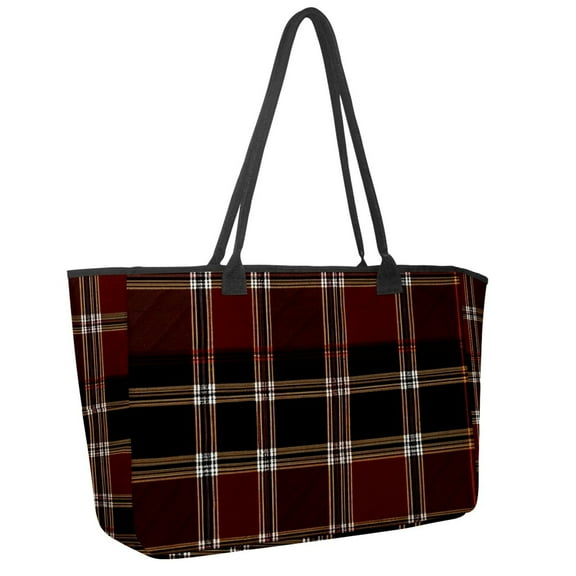 Big Shoulder Handbags for Women,England Grid Pattern Large Casual Tote Bags for Work Travel Commuter Shopping Trendy Handbag