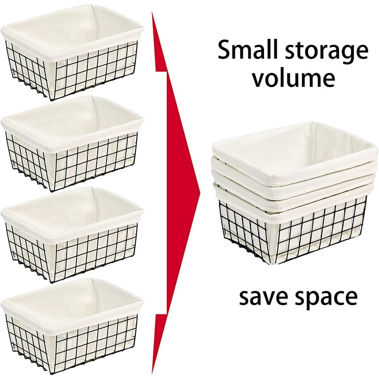 6 Pack [ Extra Large ] Wire Storage Baskets for Organizing with Lables,  Pantry Organization Bins Cabinets - Metal Basket Kitchen, Laundry, Garage