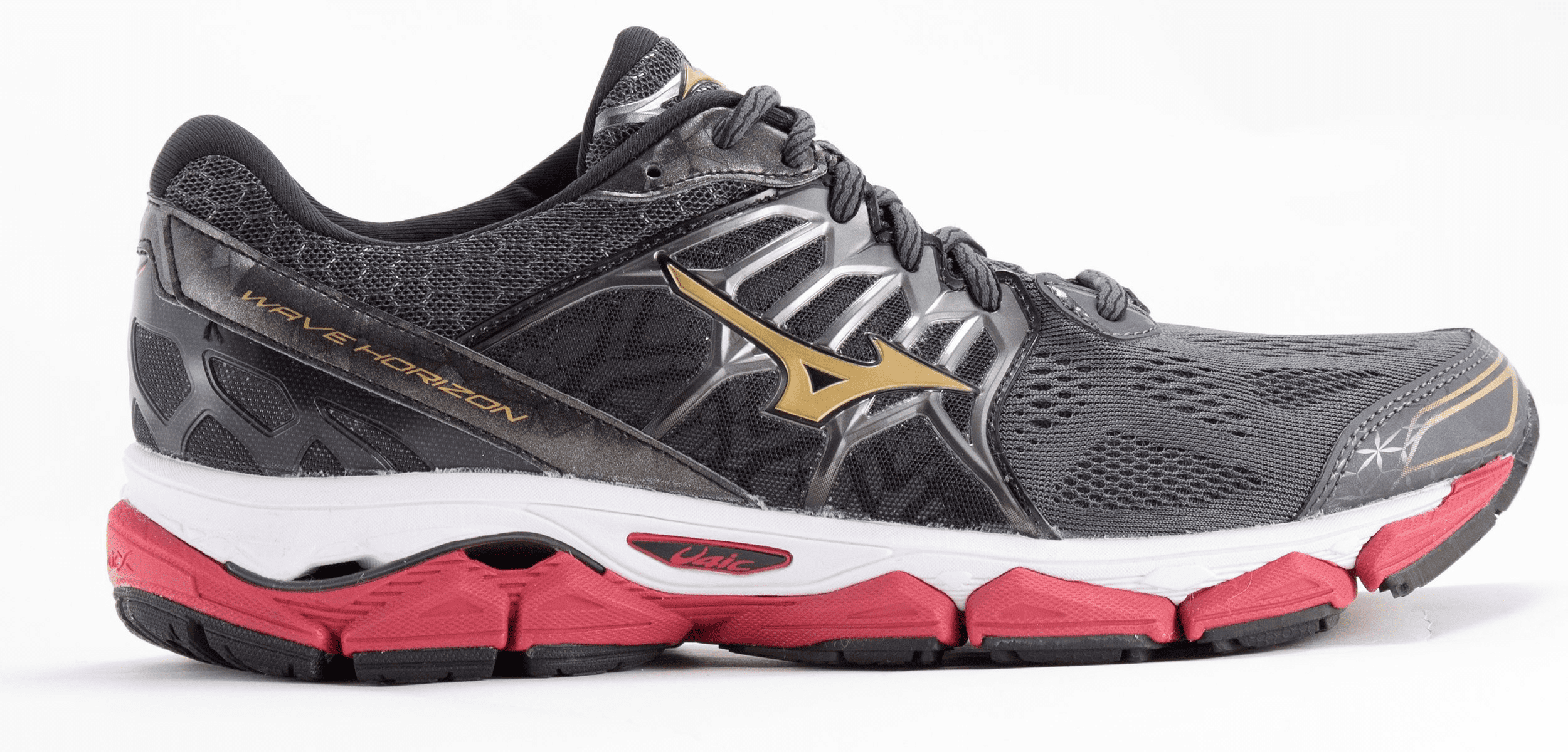 Mizuno Men's Wave Horizon Running Shoe, Size 9, Dark Shadow-Gold