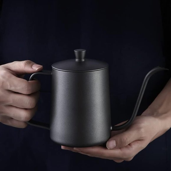 Kettle, Drip Kettle Gooseneck Tea Kettle easy to clean Tea Kettle, Tea Kettle Stainless Steel for Home Drip Ichiias Camping(350ml Teflon black)