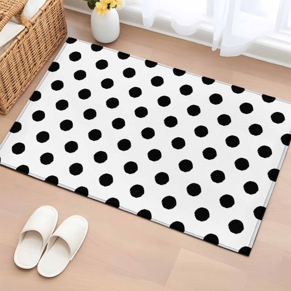 Rectangle Area Rug 2x3ft,Black Wave Point Washable Carpet Non-Slip Runner Accent Rugs Indoor Floor Mat for Bedroom Living Room Decor,Classic Geometric Art