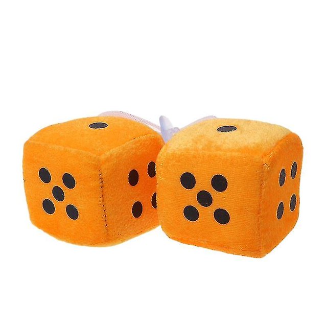 1 Pair Auto Car Fuzzy Dice Dots Rear View Mirror Hanger Decoration Car Styling Interior Accessorie Orange