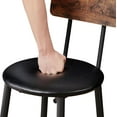 thumbnail image 5 of Bar Table Set for 2 with 2 PU Upholstered Stools, Pub Bistro Dinning Table and Stools with Backrest, Counter Height Bar Table Set for Apartment, Kitchen, Small Space, 5 of 17