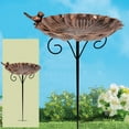 thumbnail image 2 of Metal bird feeder stake for garden, Flower bird bath & bird seed platform for outside patio backyard decorative, Iron bird flower bird feeder tray for attracting wild birds, 2 of 9