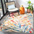 thumbnail image 2 of SAFAVIEH Cabana Jacinth Botanical Indoor/Outdoor Area Rug, Ivory/Navy, 3' x 3' Square, 2 of 10