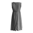 thumbnail image 2 of WRKEKC Robes d'Été pour Femmes Couleur Unie Sans Manches Col Rond Débardeur avec Poches, 2 of 4