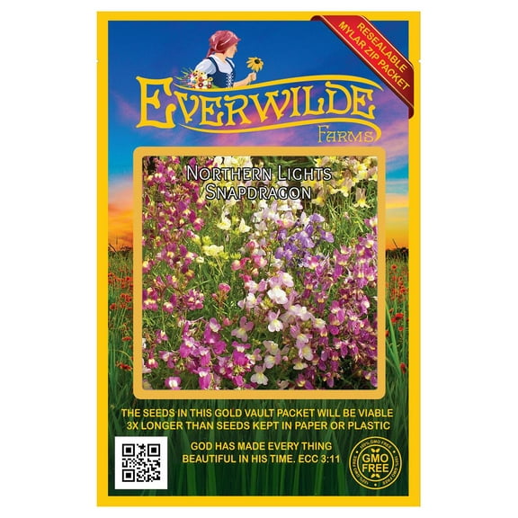 Everwilde Farms - 2000 Northern Lights Mixed Snapdragon Garden Flower Seeds - Gold Vault Jumbo Bulk Seed Packet