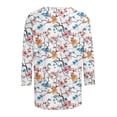 thumbnail image 5 of ZVAVZ Tuniques pour Femmes Coupe Ample, Tunique Décontractée à Imprimé Floral Manches 3/4 Col Rond Mode Été en Solde Multicolore G, 5 of 5