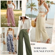 Womens Casual Wide Leg Pants High Waisted Button Down Straight Long Trousers Palazzo Pants