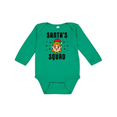 

Inktastic Santas Squad with Cute Girl Elf Icon Gift Baby Boy or Baby Girl Long Sleeve Bodysuit