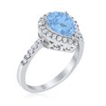thumbnail image 2 of Blue Apple Co.Halo Teardrop Bridal Filigree Women Ring Aquamarine Opal 925 Sterling Silver, 2 of 4
