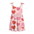 thumbnail image 4 of Vornjynx Girls Flare Dress Hearts Print Square Neck Adjustable Strap Daily Summer Cute Sundress Pink Size 1, 4 of 9