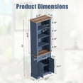 thumbnail image 2 of HARIPUL 72" Tall Bookcase Floor Standing with Drawer and Door, 6 Tier Wooden Storage Bookshelf for Living Room Home Office, Vintage Blue, 2 of 7
