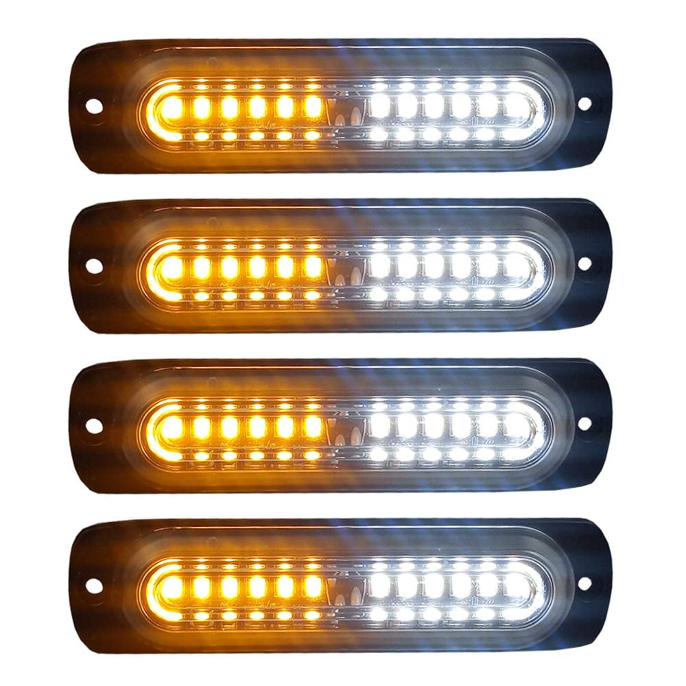 4x 20 LED White Light Emergency Warning Strobe Flashing Bar Hazard Grille 12-24V