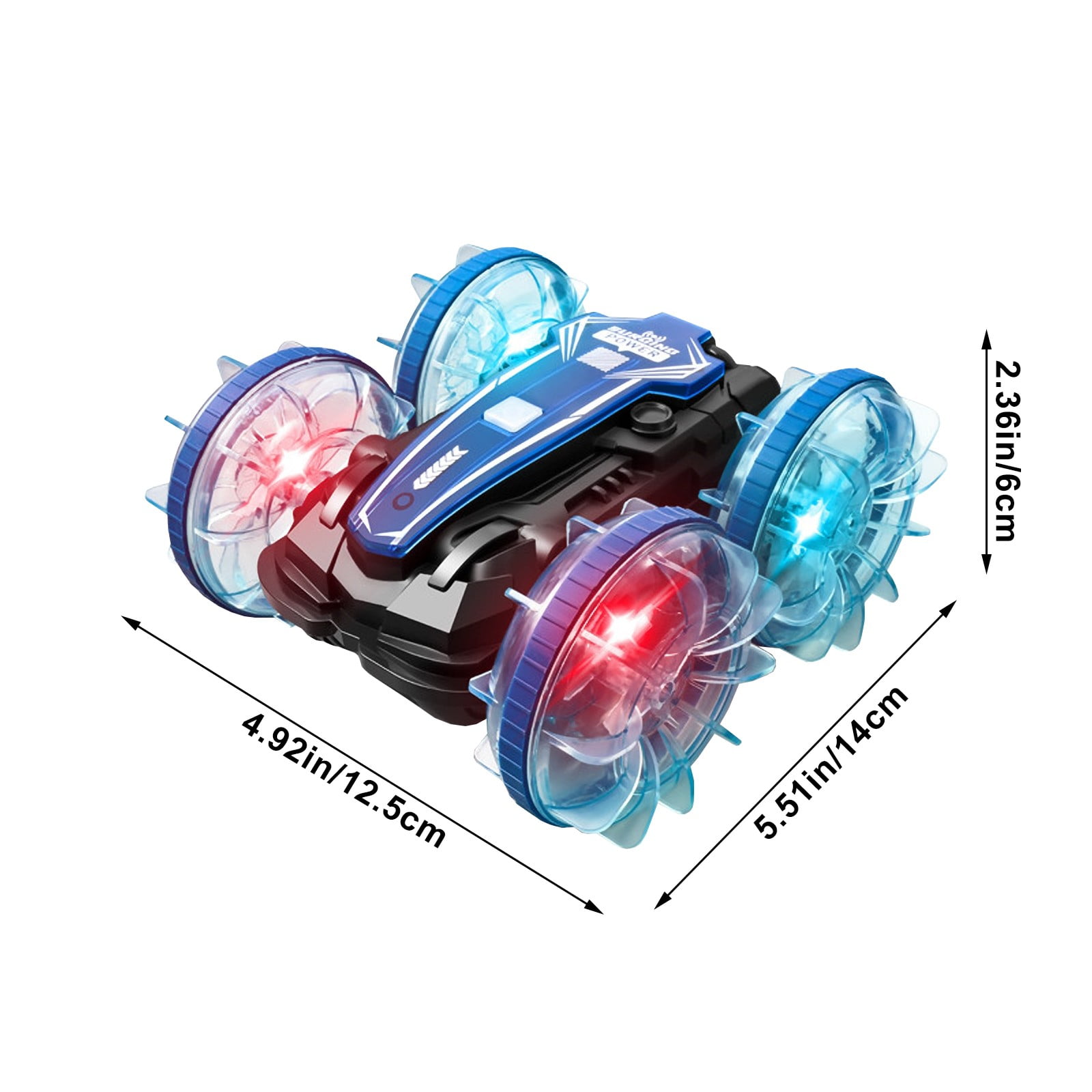 Amphibious Remote Control Car 4WD Double Sided 360° Rotating Off Road Stunt Vehicle | Water Land All Terrain | Shockproof PVC & ABS | Rechargeable | 6.1x6.1x3.1in | Gift Box