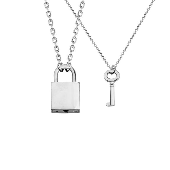 Lock Necklaces, Simple Necklaces for Women, Stainless Steel Simple Chain Necklace, Memorial Jewelry Gift for Valentines Anniversary, Suitable for Boyfriend Girlfriend, Silver