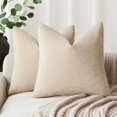 thumbnail image 1 of wonima44 Foindtower Pack of 2 Soft Textured Throw Decorative Pillow Covers Square Accent Solid Cushion Cover Cozy Neutral Farmhouse Pillow Case for Couch Sofa Bedroom Living Room 20x20 Inch, Beige, 1 of 1