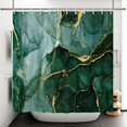 thumbnail image 4 of Green Marble Shower Curtain Abstract Ombre Ink Art Painting Shower Curtains Gold Elegant Texture Shower Curtain Sets Luxury Striped Modern Granite Bathroom Curtain 72x72 in with 12 Hooks, 4 of 6