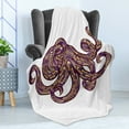 thumbnail image 4 of Octopus Soft Flannel Fleece Throw Blanket, Octopus Illustration with Pattern and Colors Style Artwork Print, Cozy Plush for Indoor and Outdoor Use, 70" x 90", Purple Mustard, by Ambesonne, 4 of 5