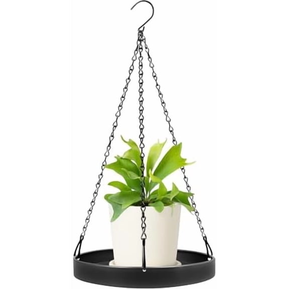 Plant Hanger Indoor Outdoor, Hanging Planter Baskets for Outdoor Indoor Plants, Hanging Plant Holder for Plants, Metal Window Plant Hanger, Black Hanging Plant Shelf, 1 Pack