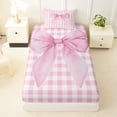 thumbnail image 4 of Erosebridal Pink Watercolor Bow Twin Sheet Sets for Girls, Pink Bow Bedding for Women, 3-Piece, 4 of 6