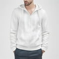 thumbnail image 2 of PMVFHDE Hoodies for Men Winter Plus Size Solid Color Full Zip Drawstring Textured Knit Casual Sports Warm Jacket White,XXXL, 2 of 8