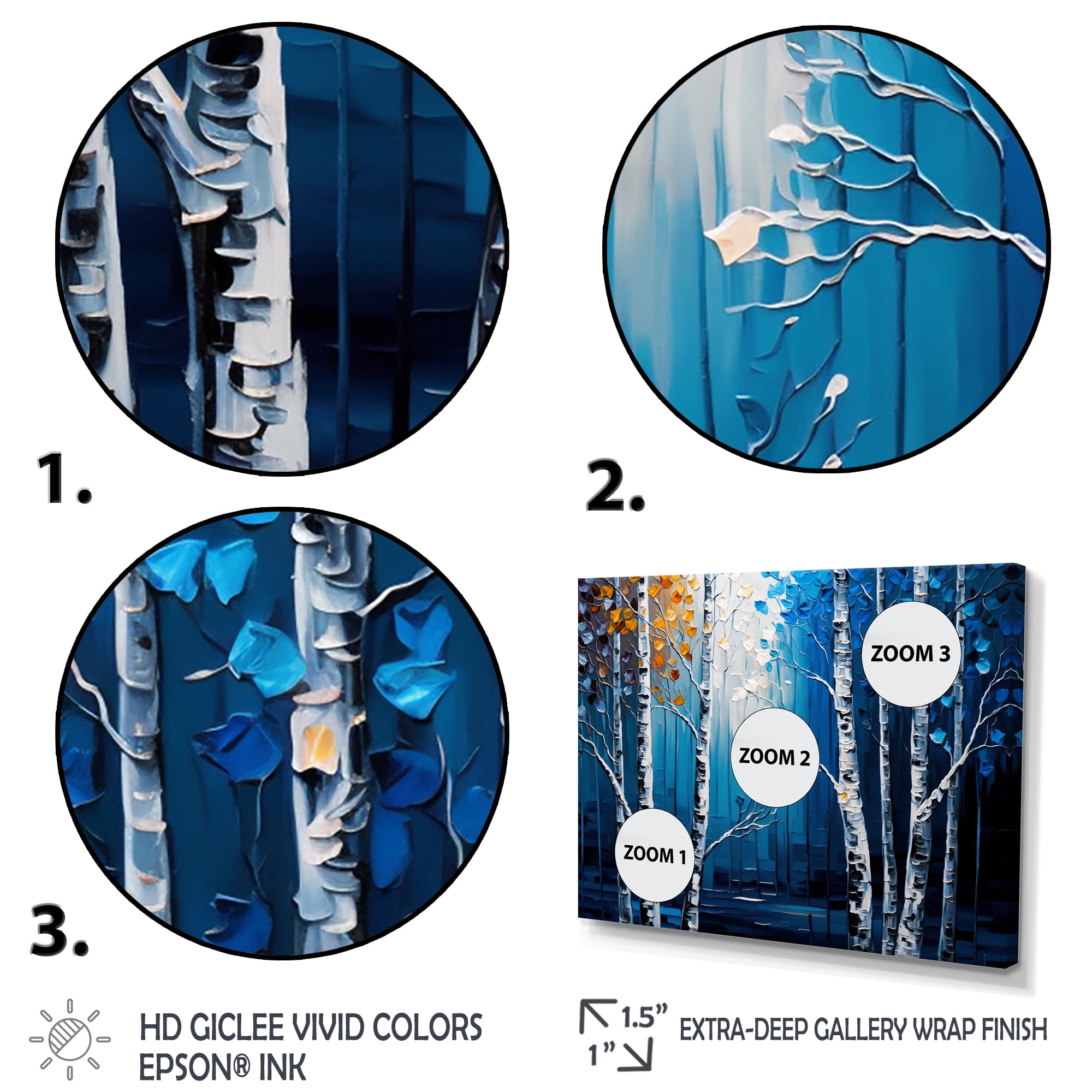 Designart Blue Birch Forest I Canvas Wall Art