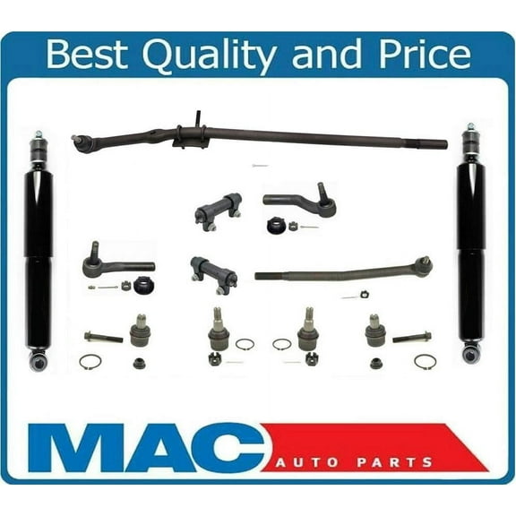 92-06 Fits E350 450 Super Duty DRW Tie Rods Drag Link Ball Joints Shocks 13Pc Kt