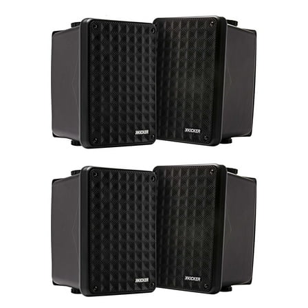 Restored Kicker 11KB6000B Black Outdoor Speaker Bundle - 4 Speakers (Refurbished)