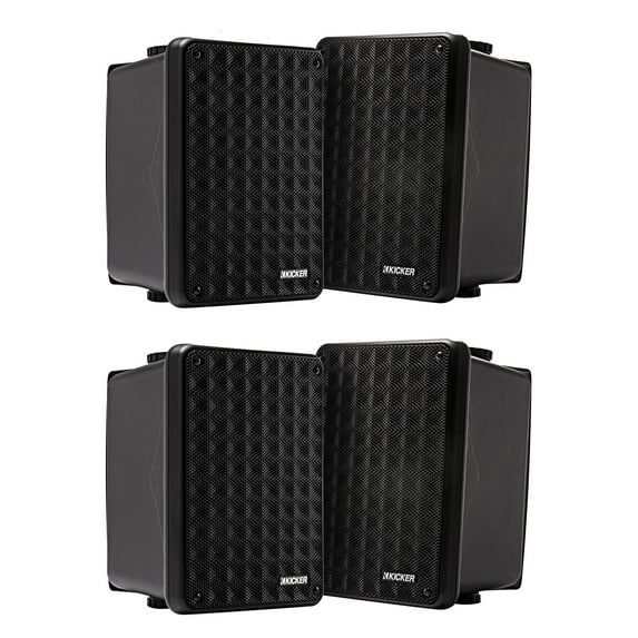 Restored Kicker 11KB6000B Black Outdoor Speaker Bundle - 4 Speakers (Refurbished)