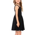 thumbnail image 4 of Oudiya Girls Spaghetti Strap Button Down Sleeveless Summer Casual Sundress A-Line Dress with Pockets Black for 5-6Y, 4 of 10