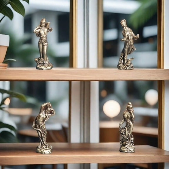 Brass Four Beauties Figurine Set Chinese Women Bronze Sculpture Desk Ornament Vintage Style Home Decor 4pcs