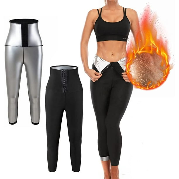 Pantalones deportivos para mujer, pantalones cortos deportivos negros de cintura alta para acelerar la sudoración, levantar los glúteos, conseguir un vientre plano, anticelulítico, para