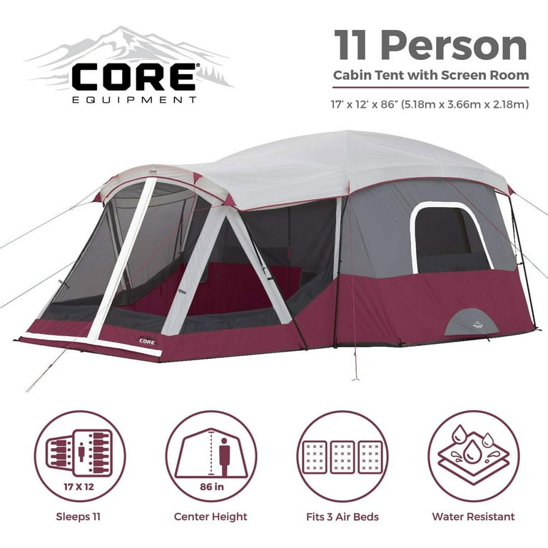 Core 11 person cabin tent with screen room hotsell