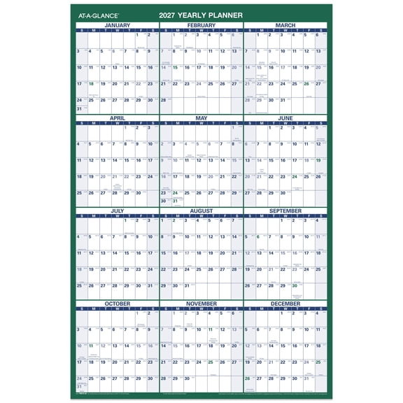 AT-A-GLANCE 2027 Vertical Reversible Erasable Yearly Wall Calendar Large 24 x 36