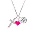thumbnail image 2 of Delight Jewelry Stainless Steel Psalm 46:10 - Be Still and Know Engraved Cross - Hot Pink Heart Nurse Strong Zoe Necklace, 2 of 4