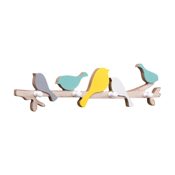 Perchero de pared con forma de pájaro, colgador de llaves, decoración rústica para baño vistoso
