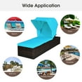 thumbnail image 4 of Costway Lot de 2 Chaises Longues de Patio en Rotin avec Coussin, Auvent Réglable, Turquoise, 4 of 10